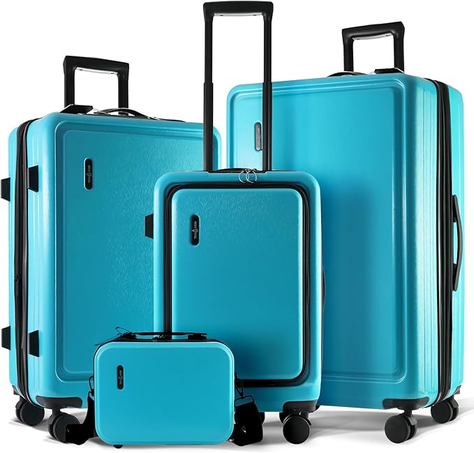TRAVELARIM Hard Shell Luggage Sets with Spinner Wheels 4 Piece, Expandable Large Suitcases with TSA Lock, Travel Large Suitcase Set, Teal Luggage Set