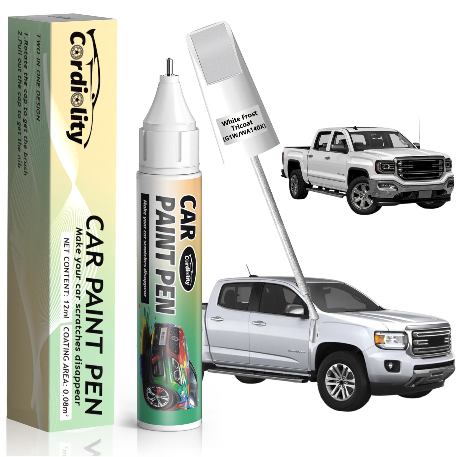 White Frost Tricoat(G1W/WA140X) Touch Up Paint Pen for GMC,Car Paint Scratch Repair Pen Quick and Easy Fix Auto Paint Scratch