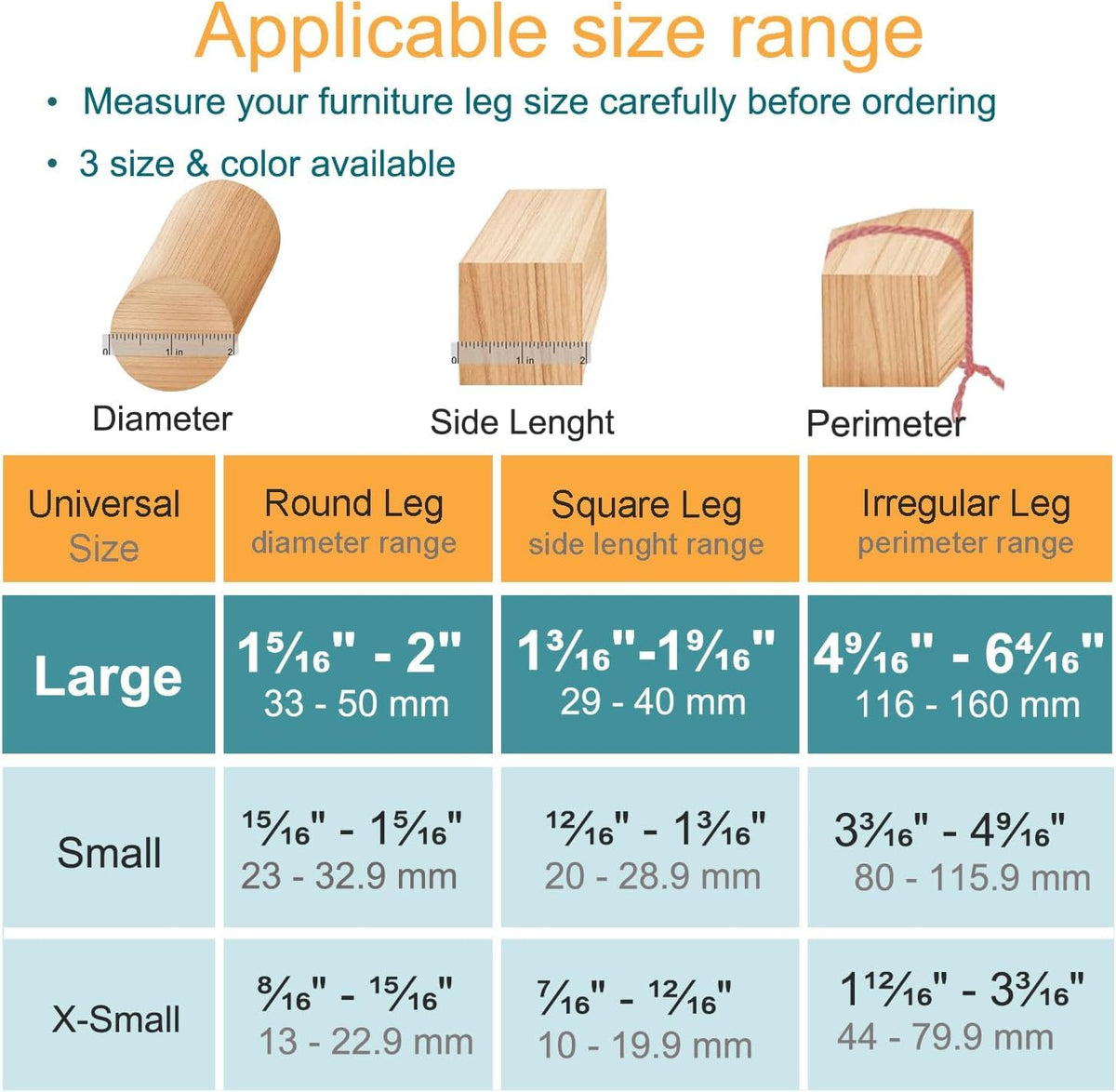 32 Pcs Chair Leg Floor Protectors - Silicone Felt Pads, Scratch-Proof & Noise-Free, Easy Smooth Moving, Large Size (Fits Round Chair Legs: 1-5/16" to 2" Diameter)