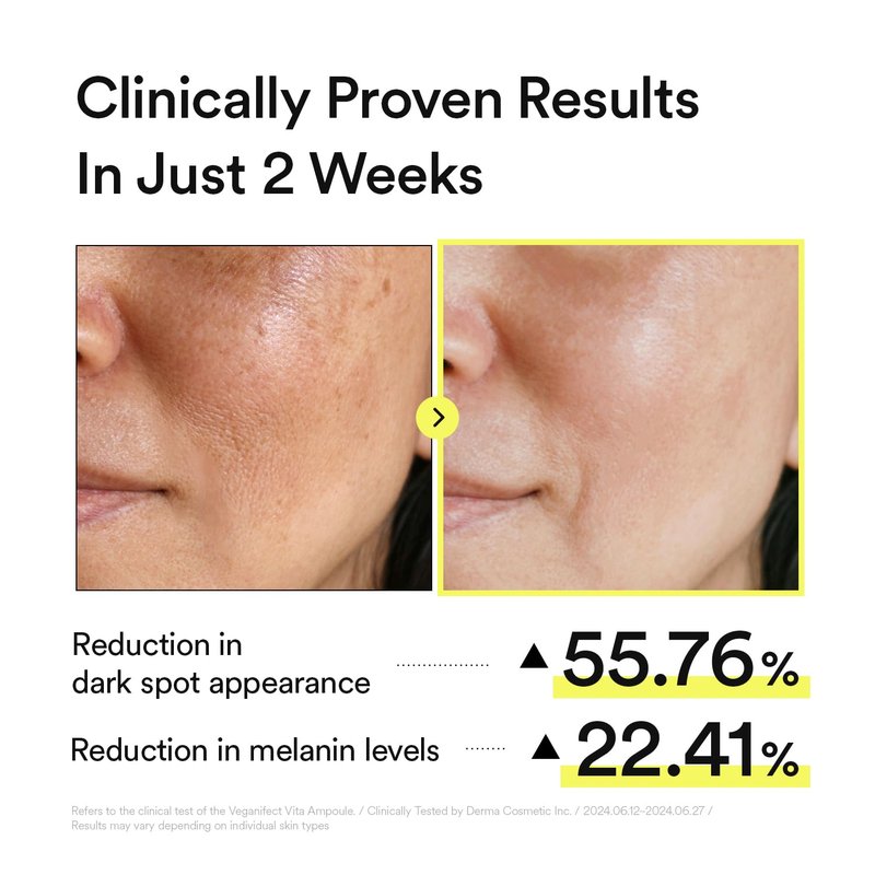 VEGANIFECT Vita C Ampoule, Dark Spot Correction, Boosting Skin Luminosity, Korean Skin Care, Vegan,0.5 Fl Oz