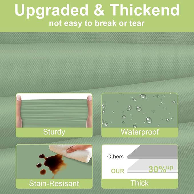 QIKSION Sage Green Plastic Table Cloth Disposable 2 Pack, 54 x 108 Inch Tablecloths for Baby Shower Birthday Bridal Wedding Party Decorations, Rectangle Table Cover