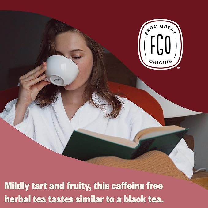 FGO Organic Red Raspberry Leaf Tea Bags, 100 Eco-Conscious Tea Bags, Caffeine Free, Imported from Germany, Reseable Bag, Packaging May Vary (Pack of 1)