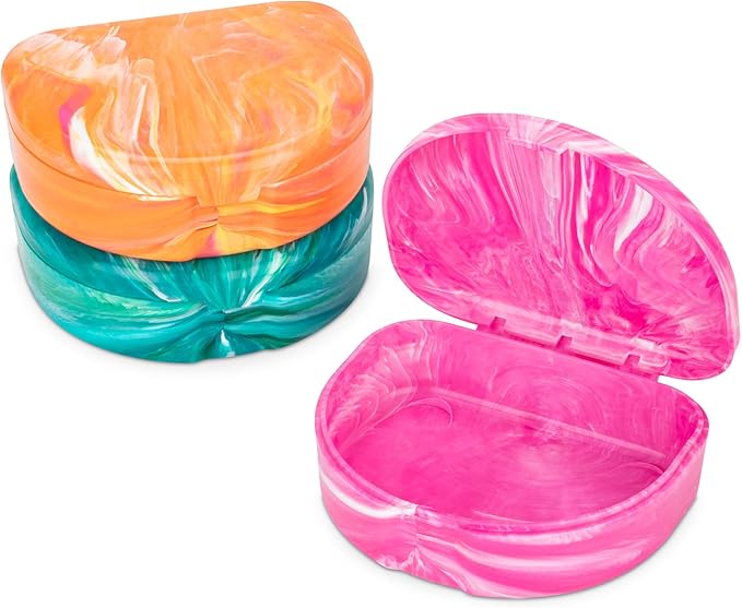 Practicon Marble Retainer Cases, Orthodontic Aligner Case, Mouth Guard Holder (3 Pack) Oasis
