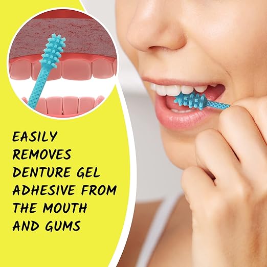 V3 Hard Plastic Denture Brush - Denture Gel Adhesive Remover - Remove Denture Gel Adhesive & Glue from Mouth & Gums, Oral Hygiene Product, Scraper w/Textured Grip and Rigid Bristles