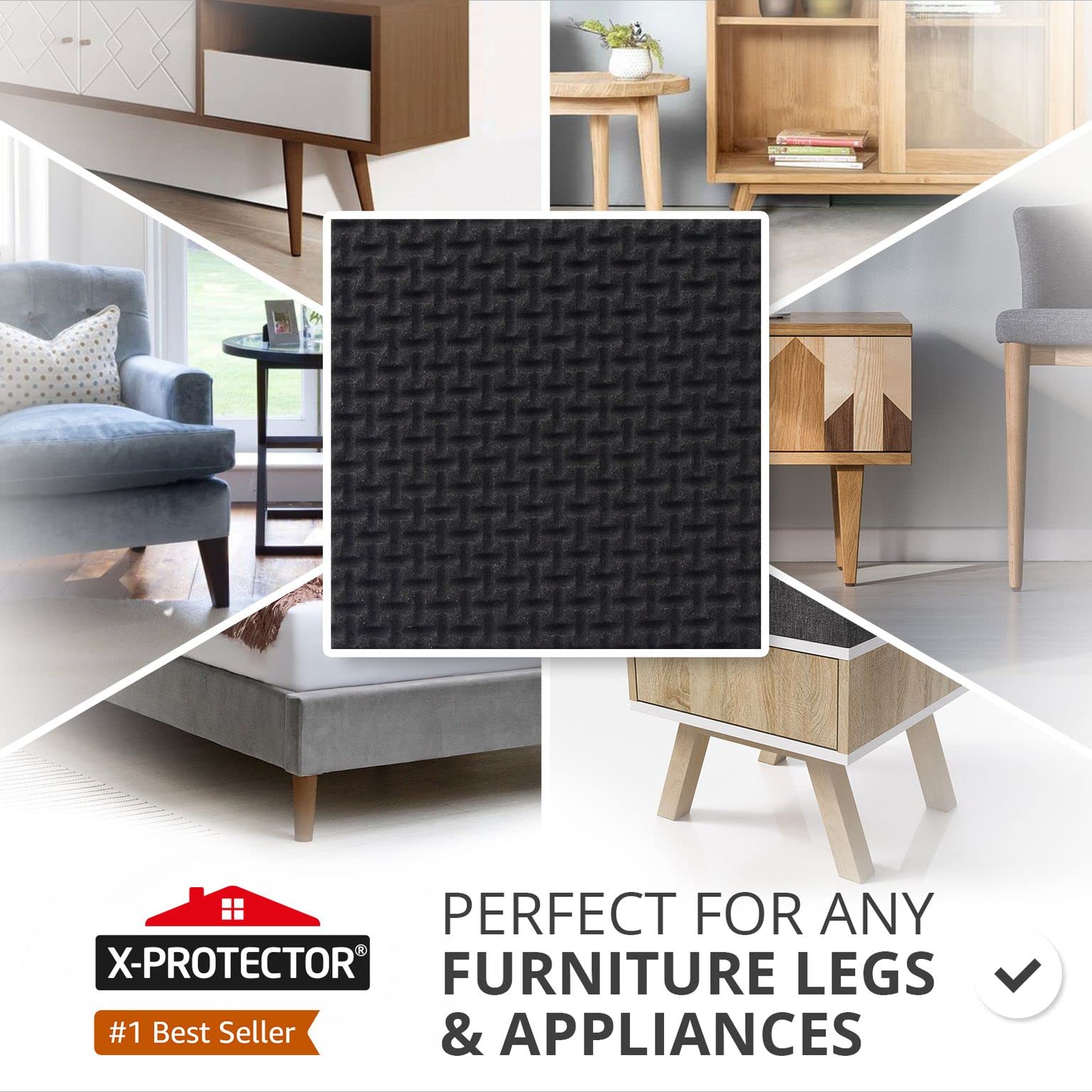 X-PROTECTOR Non Slip Furniture Pads – 24 pcs Premium Furniture Grippers 2"! Best SelfAdhesive Rubber Feet Furniture Feet – Ideal Non Skid Furniture Pad Floor Protectors – Keep Furniture in Place!