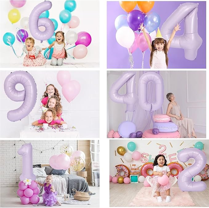 40 Inch Purple Number Balloons Light Purple 3 Balloon Matte purple Birthday Balloons 0-9 Birthday Wedding Party digital Decorations (Number 3)