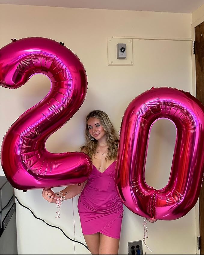 40 Balloon Number, Hot Pink Number 40th Birthday Balloons 40 Inch, 40 Years Old Hot Pink Birthday Decorations for Men Women, 40th Anniversary Decorations