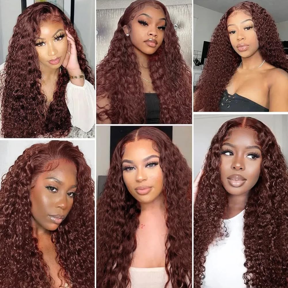 #33 Copper Red Bundles Reddish Brown Human Hair Bundle Brown Deep Wave Bundles 20 22 24 inch Copper Red Deep Wave Bundle