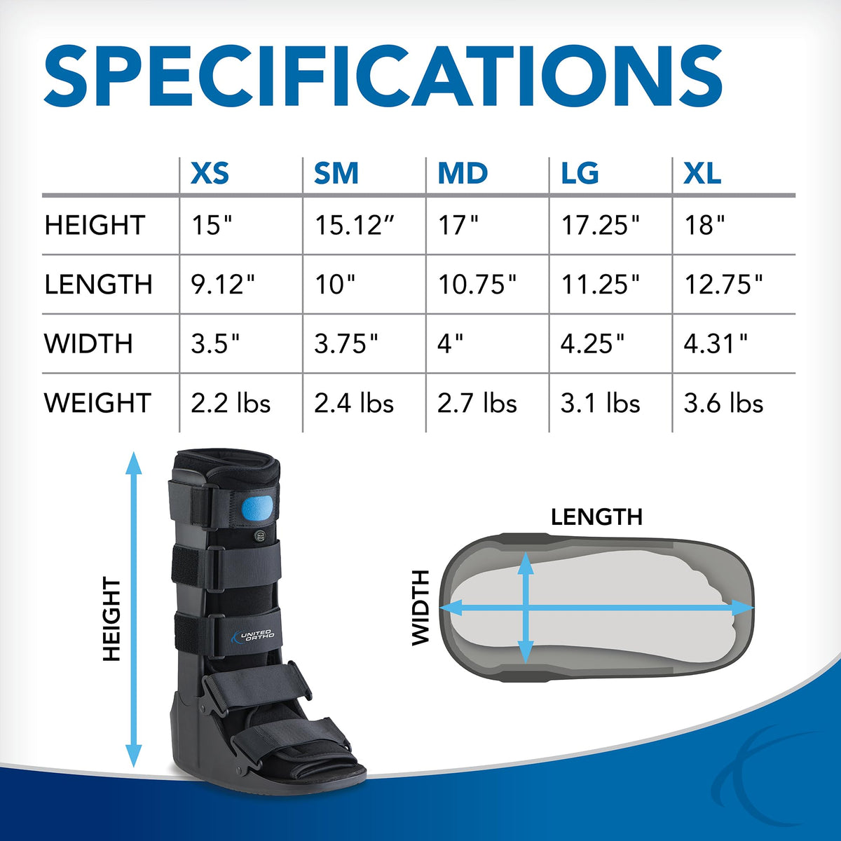 United Ortho USA14107 Air Cam Walker Fracture Boot, Large, Black