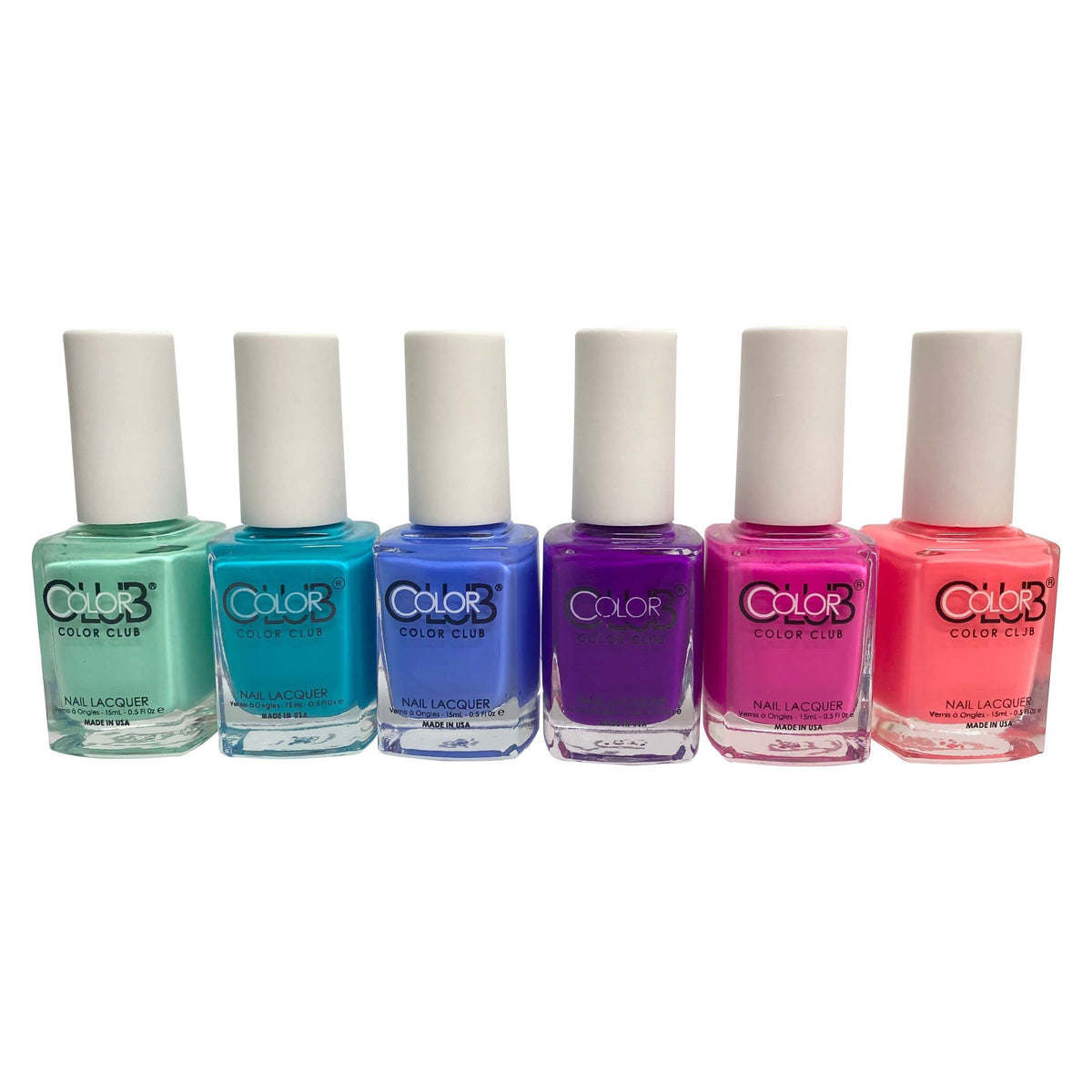 Color Club Vacation Nail Lacquer Set of 6 - Beach Trip Nail Polish Set - Nail Art Manicure Set