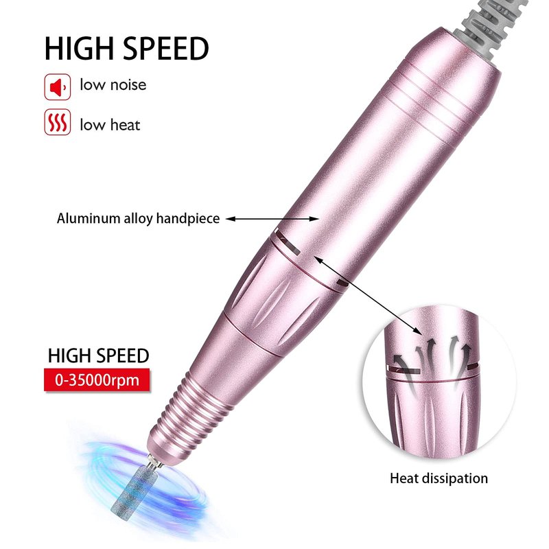 35000RPM Manicure Nail Drill Replacement, Professional Nail Drill Handpiece, Electric Nail Polishing Machine Grinder Nail Polishing Machine Handle Accessory
