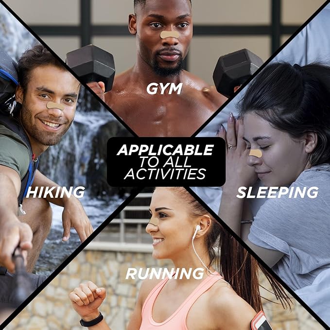 AIR-ON Performance Nose Strips | Nasal Strip for Breathing, Less Snoring & Sleeping Relief | Extra Strength, Wide Body | Drug-Free Adhesive, Athletic Support, Sweat & Oil Proof - TAN (30 Pieces)