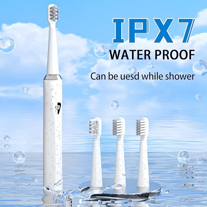 Y-Kelin V-Shaped Orthodontic Electric Toothbrush for Braces, Sonic Toothbrush with 2 Concave Replacement Heads and 2 Convex Replacement Heads, Soft Bristle, 5 Modes IPX7 Waterproof (White)