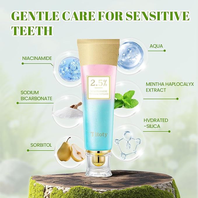 2pcs Niacinamide Whitening Toothpaste, 2.5% Niacinamide Intensive Whitening Toothpaste with Natural Gentle Care Deep Stain Removal Clean Mint Flavor, Improves Gum Health, Fresh Breath (2)