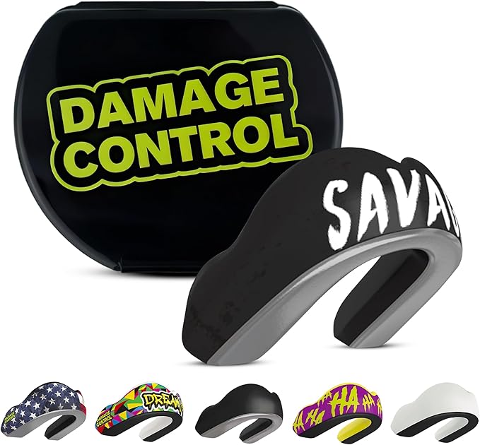 DAMAGE CONTROL Extreme Impact Mouth Guard – Sports Mouthguard for Boxing, MMA, BJJ, Hockey, Rugby, Lacrosse, & More – Mouthpiece for Teeth & Jaw Protection, for Youth & Adults (Savage EI)