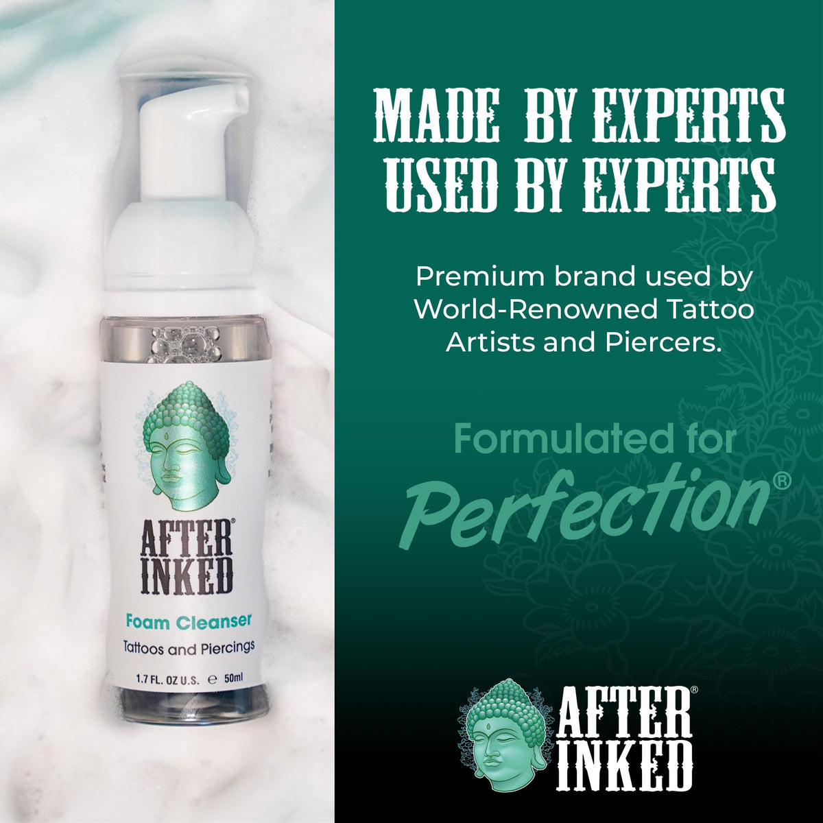 After Inked Tattoo Aftercare Lotion and Foam Cleanser Bundle - with 3oz Tattoo Lotion Aftercare and 1.7oz Tattoo Aftercare Foam Wash, Essential Tattoo Supplies, Premium Skincare Tattoo Aftercare Kit
