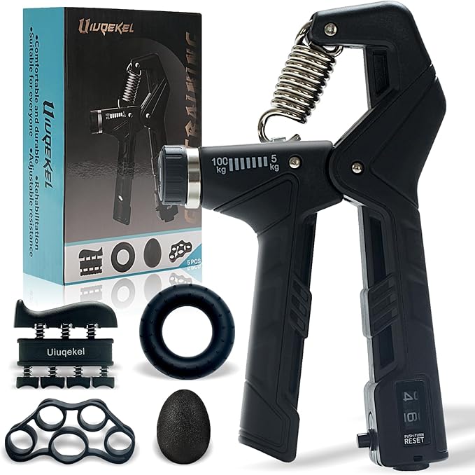 Grip Strength Trainer, 5-Level Adjustable Hand Gripper (11-220 lbs) Hand Exerciser & Forearm Strengthener, Grip Exerciser for Home Gym Workout & Fitness Equipment, Men & Women