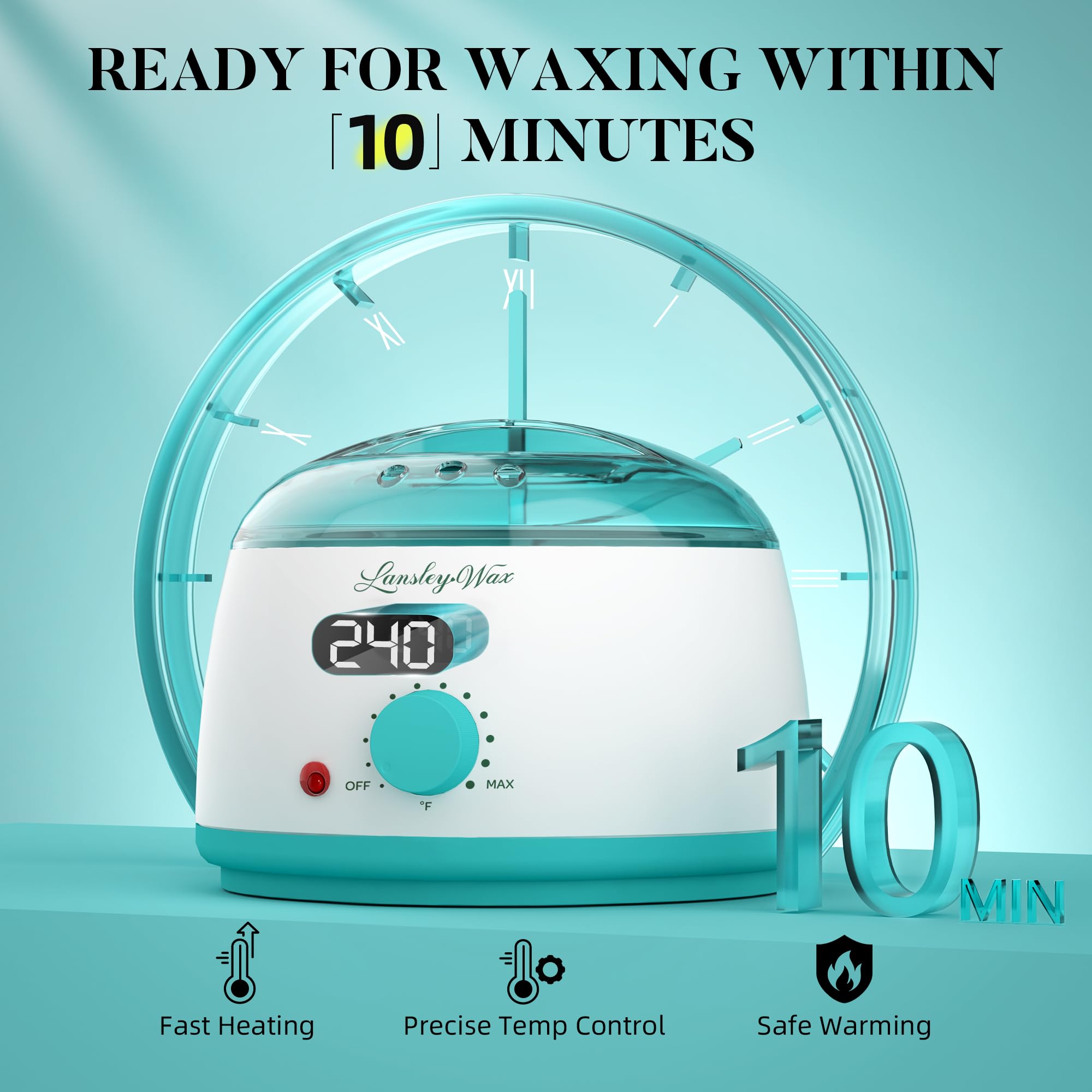 LANSLEYWAX Digital Waxing Kit for Women Men - Green Waxing Machine with 39 Accessories - Hard Wax Kit for Arms Legs Brazilian Bikini Facial Sensitive Skin, Wax Warmer Hair Removal for Home/Salon Use