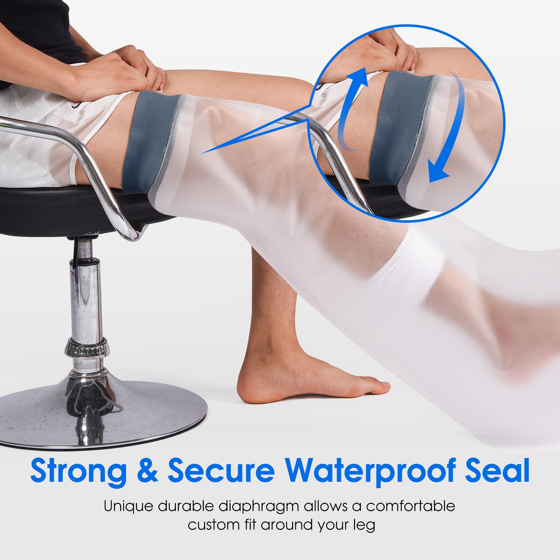COMFYTHERA Waterproof Cast Cover for Shower Ankle Wound Protector Bath Adult Watertight Cast Bag Showering for Surgery Foot, Ankle, Burns Reusable (C-Long Leg S)