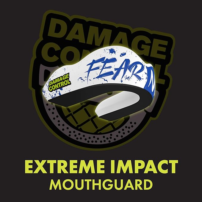 DAMAGE CONTROL Extreme Impact Mouth Guard – Sports Mouthguard for Boxing, MMA, BJJ, Hockey, Rugby, Lacrosse, & More – Mouthpiece for Teeth & Jaw Protection, for Youth & Adults (Fear None)