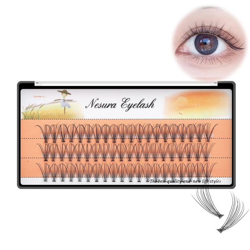 BODERMINCER 10 Root 60pcs 8-10-12-14-16mm Mixed Black Handmade False Eyelashes Natural Long Individual Eyelashes Extension Fake Lashes Makeup Beauty Cosmetic (5 PACKS-11MM)