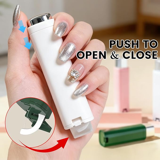Portable Floss Dispenser with 100 Pcs Dental Floss, 2026 New Dental Floss Dispenser Dental Floss Picks Case, Refillable Automatic Travel Floss Pick Organizer Pocket Floss Boxes (3 Pcs Pink)
