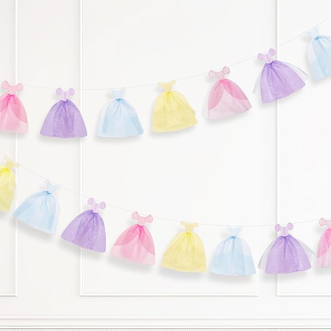 Cheerland Ball Gown Princess Party Banner Royal Theme Decorations Dress Cutout Garland for Birthday Girls Sleepover Baby Shower Gender Reveal Classroom Decor Tea Party Celebrations and Supplies 2 pcs