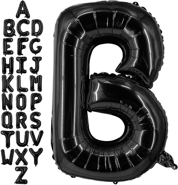 40 Inch Black Letter B Balloons, DIY Phrase Foil Alphabet Letter B Balloons DIY Word B Banner for Birthday Anniversary Celebration Graduation Party Supplies Decoration