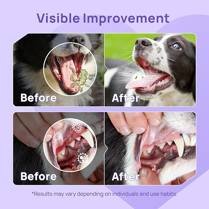 HICC PET Dog Dental Care Spray, Breath Freshener & Teeth Cleaning Spray, Dog Gingivitis Treatment, Prevent Bad Breath & Infections, Relieve Gum Redness, Reduce Plaque & Tartar, No Brushing, 5.1 Fl Oz