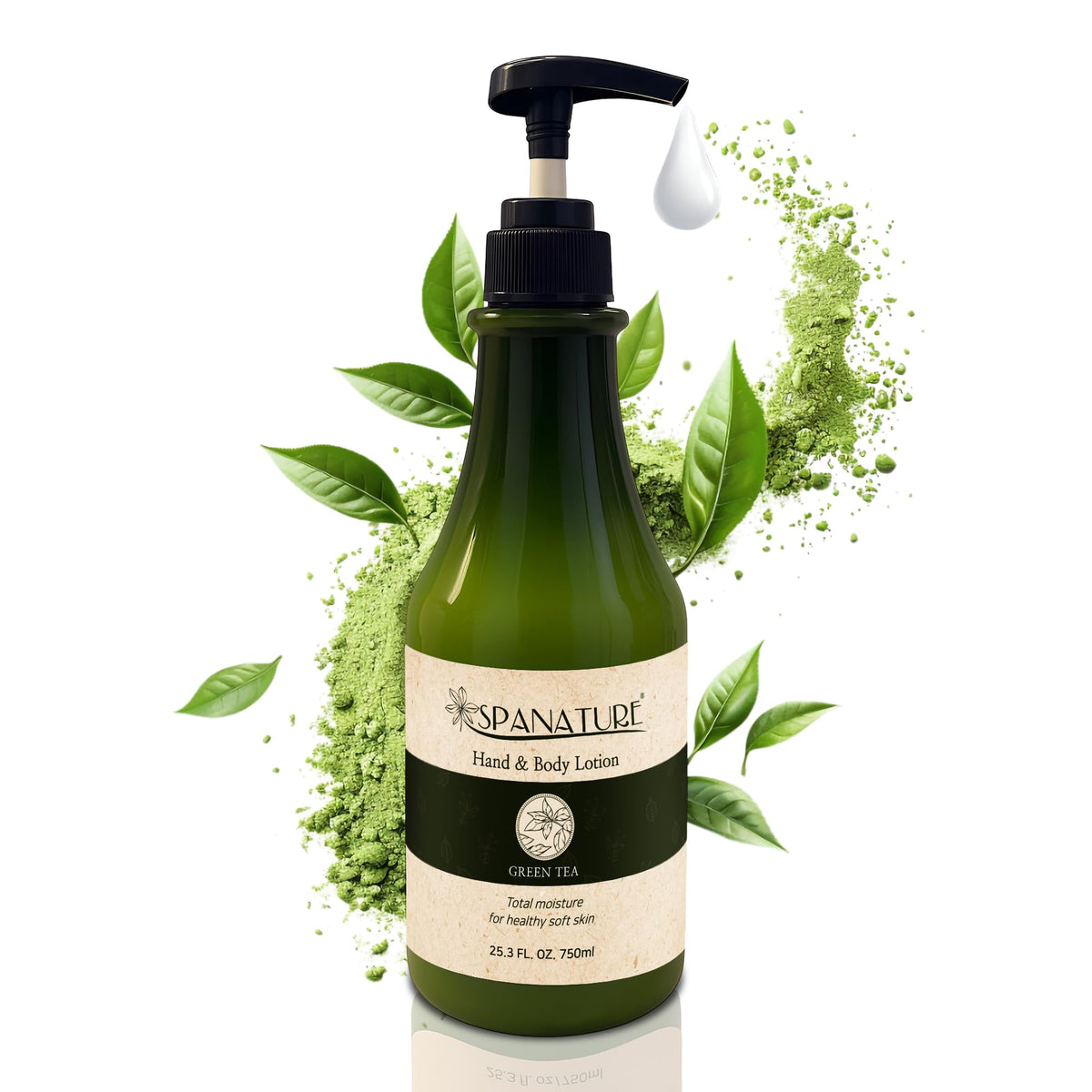 Spanature Green Tea Body Lotion For Women - Natural Green Tea Moisturizer for Face & Hands, Nourishing & Restoring Formula – Non-Greasy, Fast Absorbing - 750ml/25oz with Pump, Made in Korea