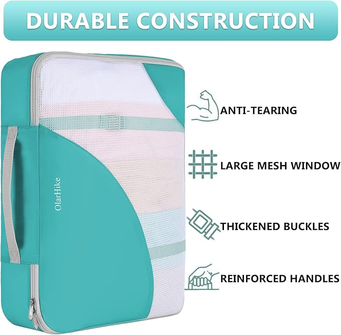 8 Set Packing Cubes for Travel, Gifts for Women Mom,Anti-Tearing Suitcase Organizer for Luggage with Shoe & Hanging Toiletry Bag,OlarHike Vacation Essentials & Accessories for Cruise Ship