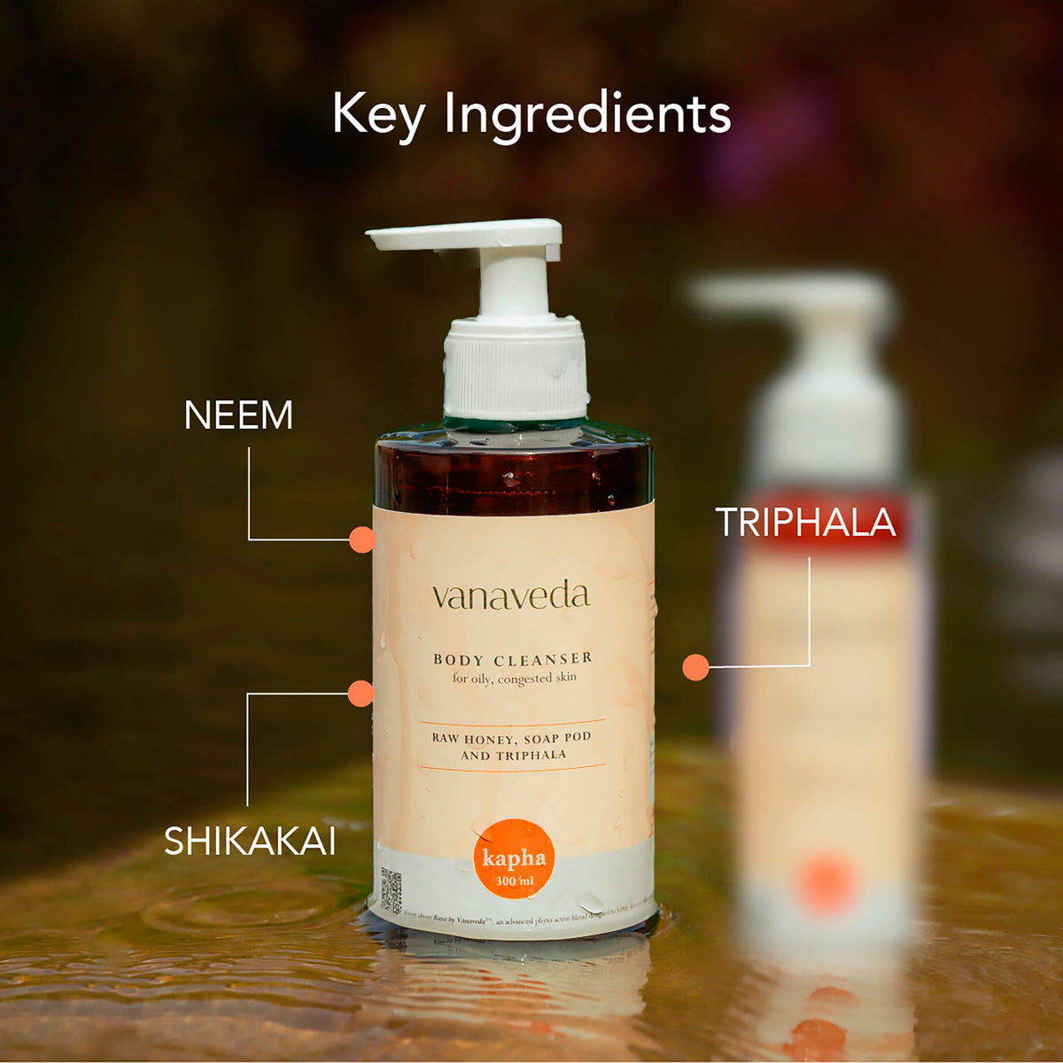 Vanaveda Body Cleanser Kapha | Purifying Ayurvedic Body Wash with Neem, Honey & Triphala for Oily, Congested Skin | Balancing Cleanser for Kapha Prone Skin | Sulfate-Free | 300ml