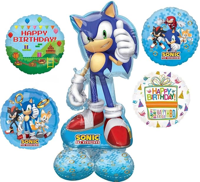 Anagram Sonic Airloonz Birthday Party Supplies Video Gamers Hedgehog Foil Balloon Bouquet Decorations