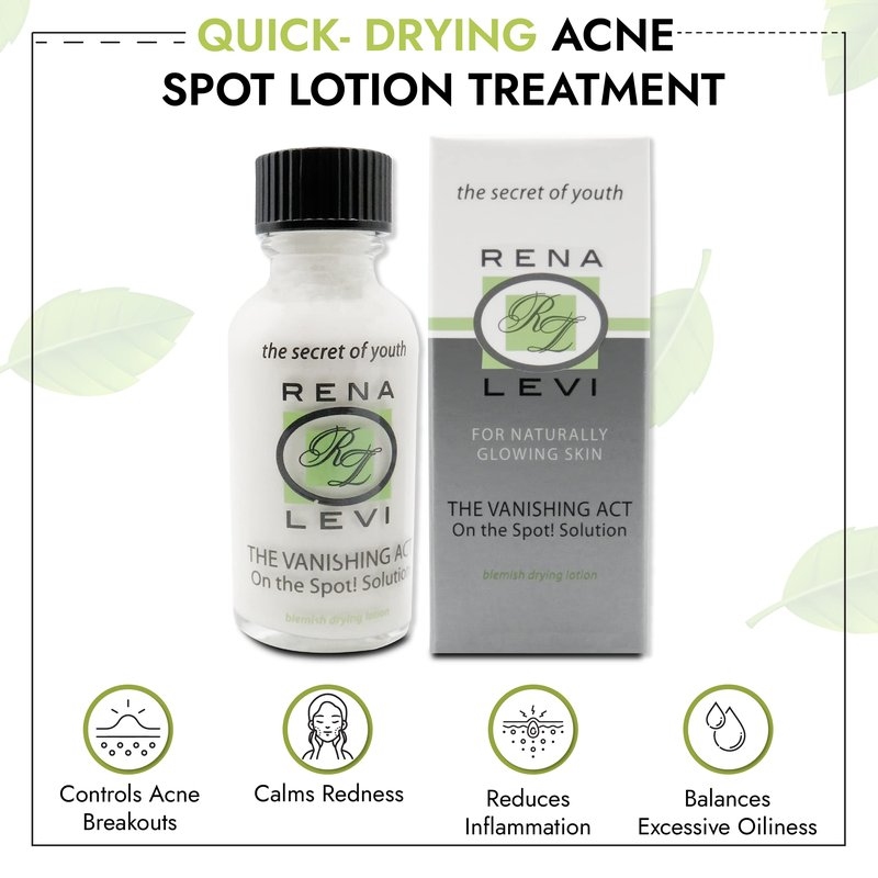 Rena Levi Acne Spot Pimple Drying Lotion - For Face and Body Use, Dries Out Blemishes and Pores - 1oz