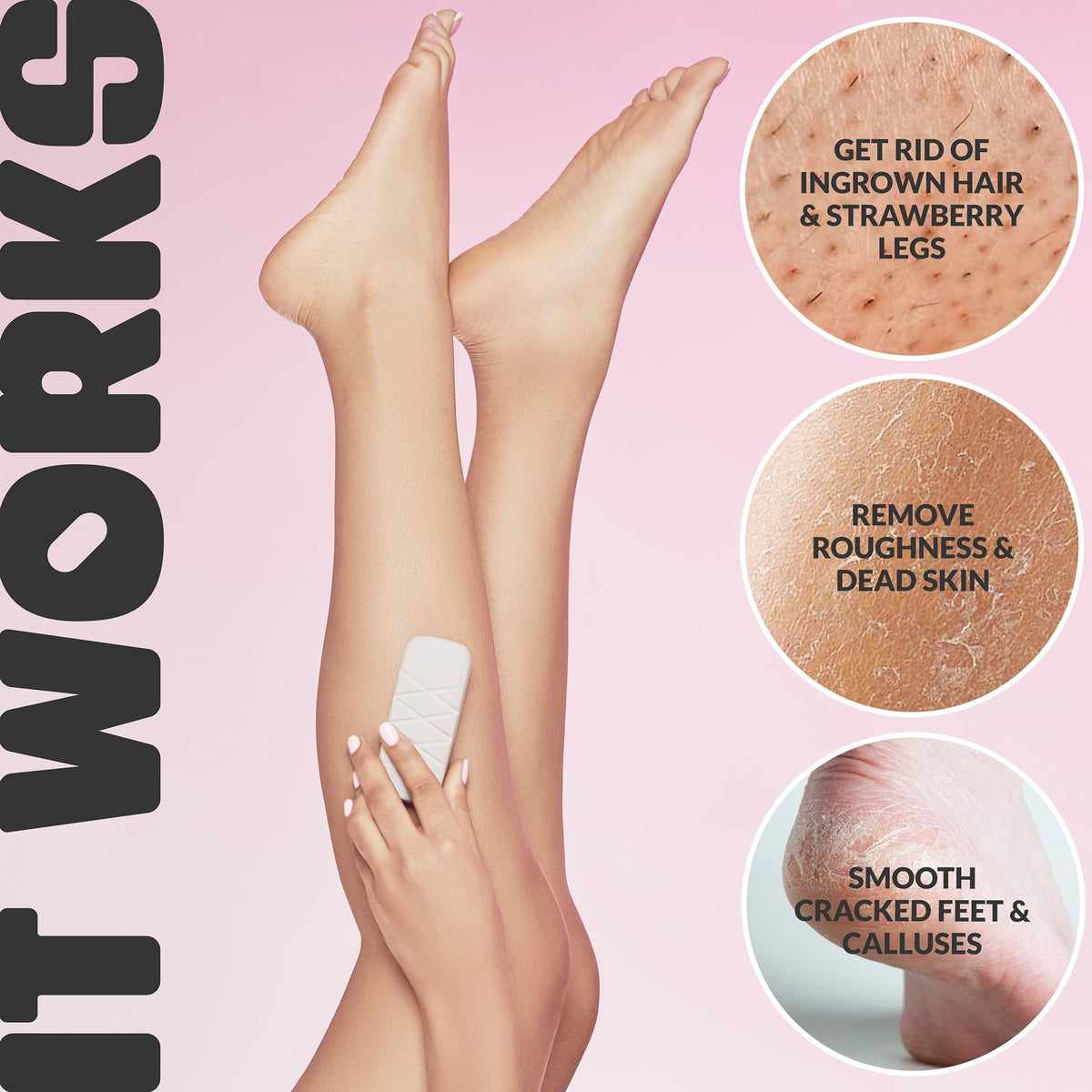GET EVEN LEG SCRUB: Stone Body Scrub & Leg Exfoliator for Strawberry Legs, Ingrown Hair, KP Bump - Exfoliating Stone for Body, Feet, Dead Skin Remover - Stone Body Scrubber lasts 5+ Years