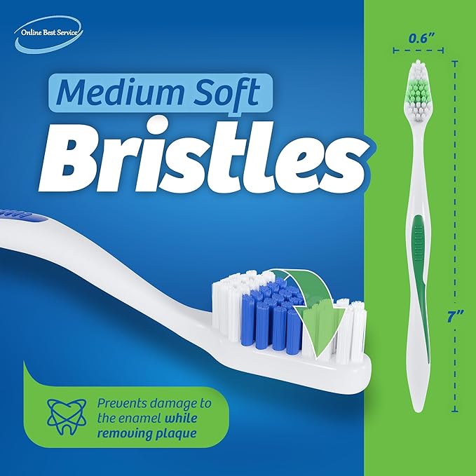 100 Pack Toothbrush Standard Classic Medium Soft Toothbrush Bulk Individually Wrapped