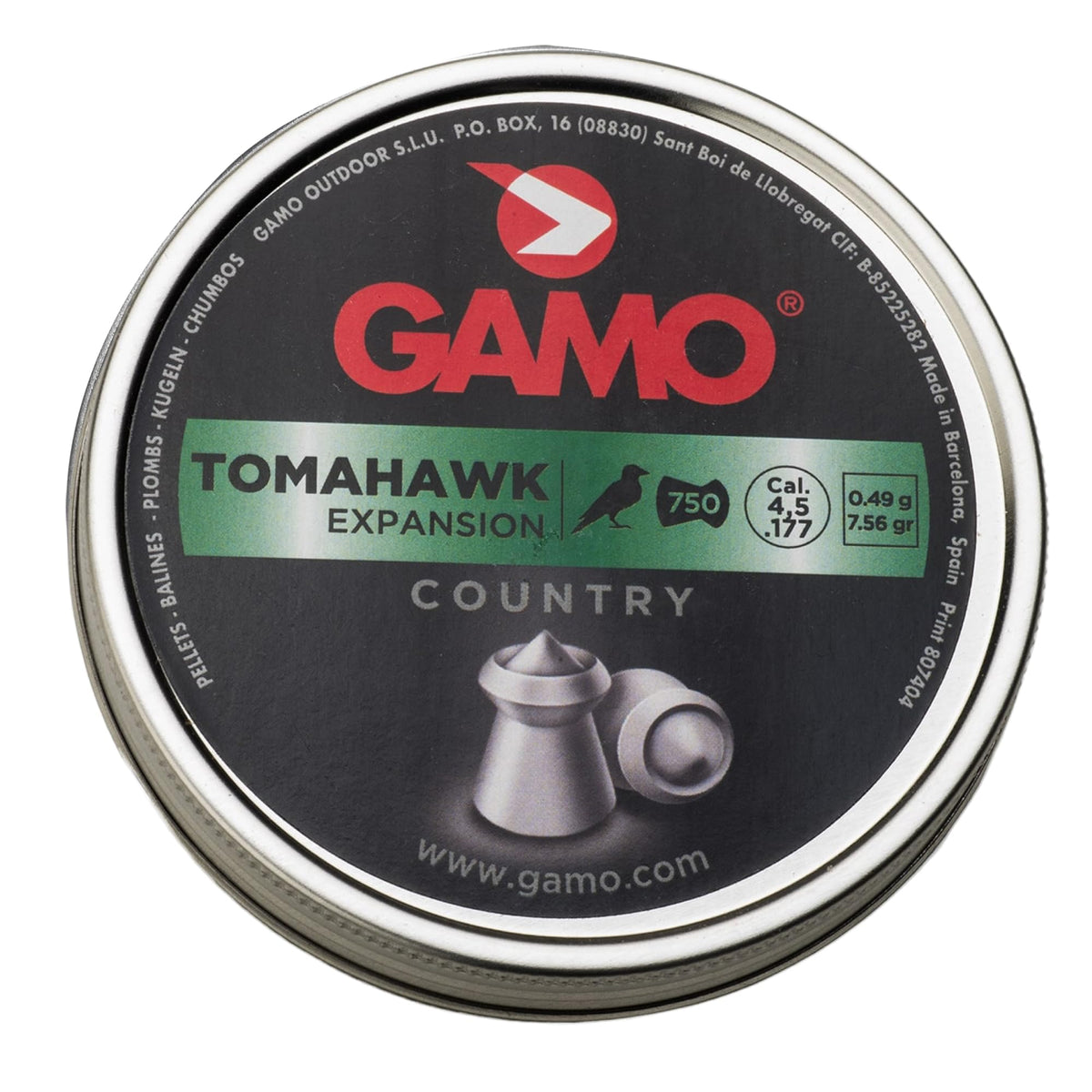 Gamo Tomahawk Hollow Point .177 Caliber Pellets - 7.56 Grain - 750 Count