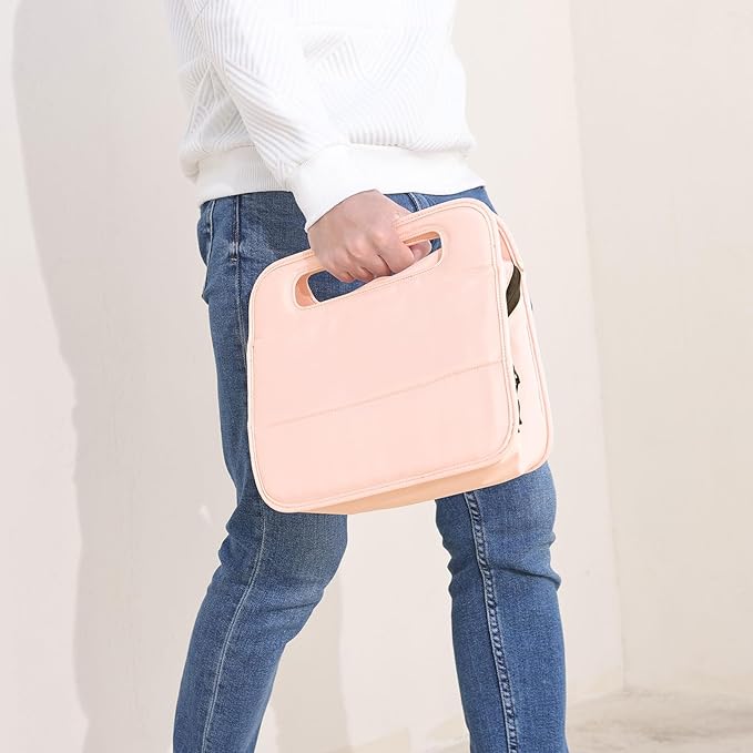CONTAIL 13 Inch 3L 4-in-1 Travel Essentials Organizer, Small Business Handbag, Suitcase Drink Holder,Phone Tablet Holder,Airport Accessories Storage,Pink