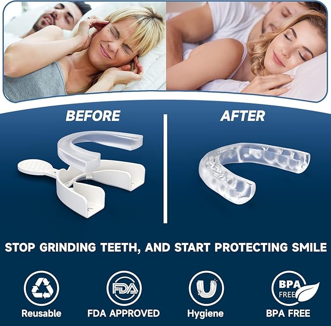 4 Pack Upgraded Night Guards for Teeth Grinding and Clenching, Standard Size, Professional Mouth Guard with Fitting Tray for Adults & Teens, Comfortable Solution for Clenching