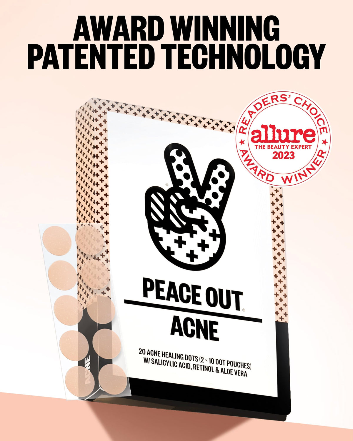 PEACE OUT Acne Healing Dots Hydrocolloid Pimple Patches (60 count)