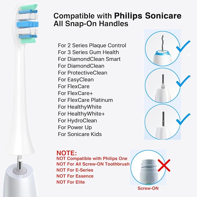 Electric Toothbrush Heads for Philips Sonicare Replacement Heads C1,C2,4100, Replacement Brush Head Compatible with Phillips Sonicare Electric Toothbrushes C2,C1, for Philips Sonic Care Brush,12 Pcs