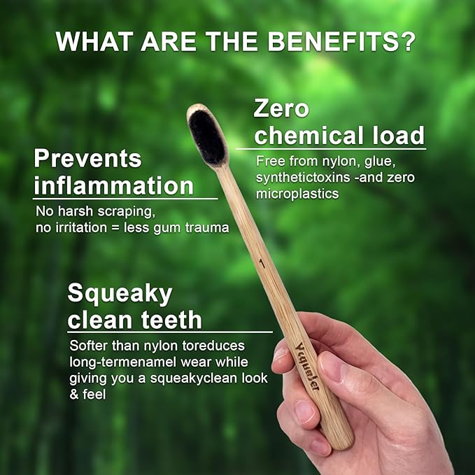 Extra Soft Bamboo Toothbrush,Natural Soft Toothbrushes for Adults,Micro Nano10000 Bristles Toothbrushes for Sensitive Gum,Fully Biodegradable,4 Pack