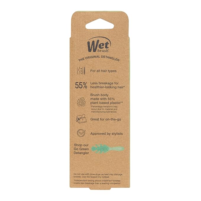 Wet Brush Go Green Mini Detangler, Purple - Detangling Travel Hair Brush - Ultra-Soft IntelliFlex Bristles Glide Through Tangles & Gently Loosens Knots While Minimizing Pain, Split Ends & Breakage