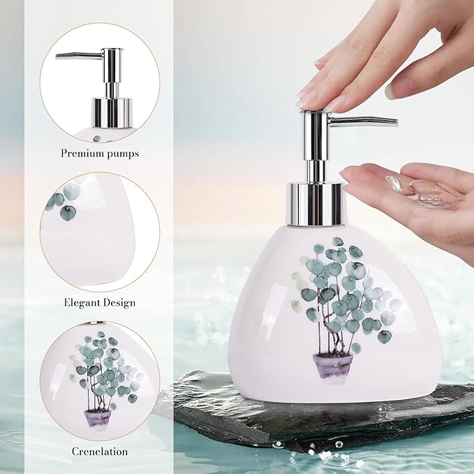 White Bathroom Accessories Set,Modern Countertop Bathroom Decor,Luxury 6 Piece Bathroom Accessory Set,Complete with Soap Dispenser,Toothbrush Holder,Tumbler,Tray