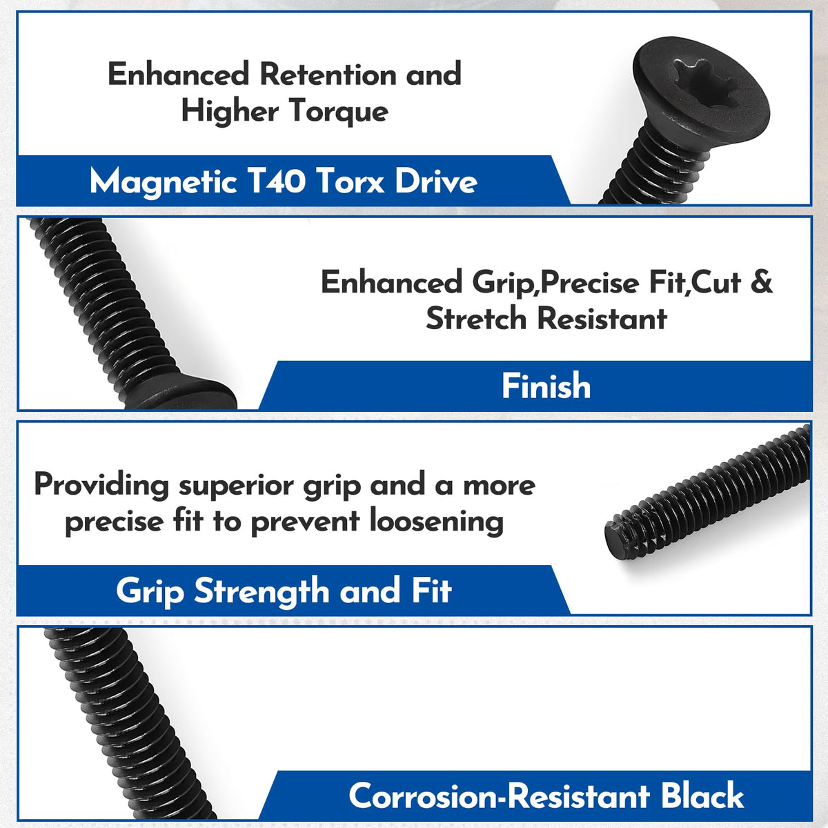 Bopowo (300pcs) 5/16-18 x 2-1/2" Flat Head Thread Cutting Trailer Deck Screws, Black Phosphate, Package Contains T40 Star Drivea and 9/32 Drill bit