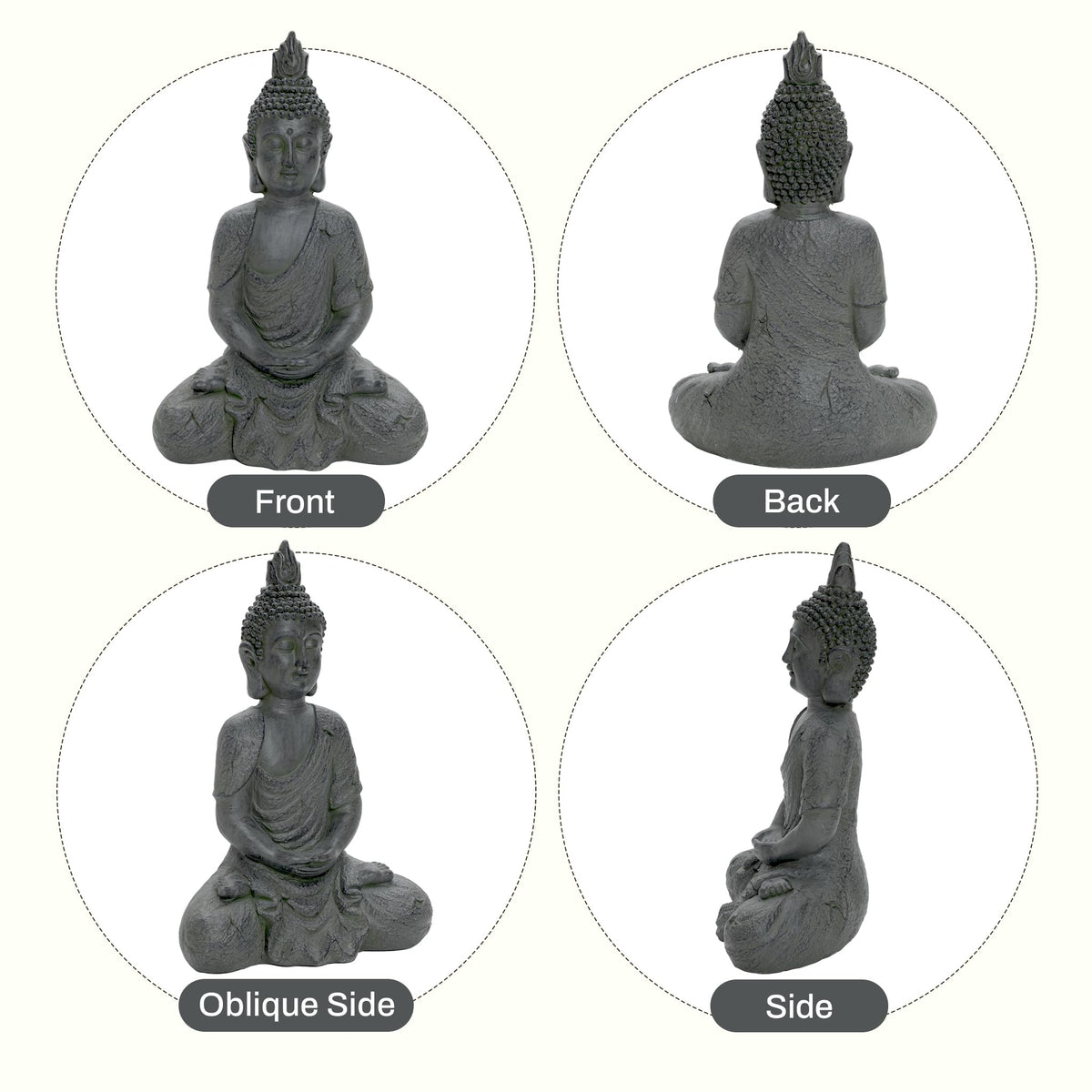 LuxenHome Large Buddha Statue, 22" Meditating Buddhas Garden Statue