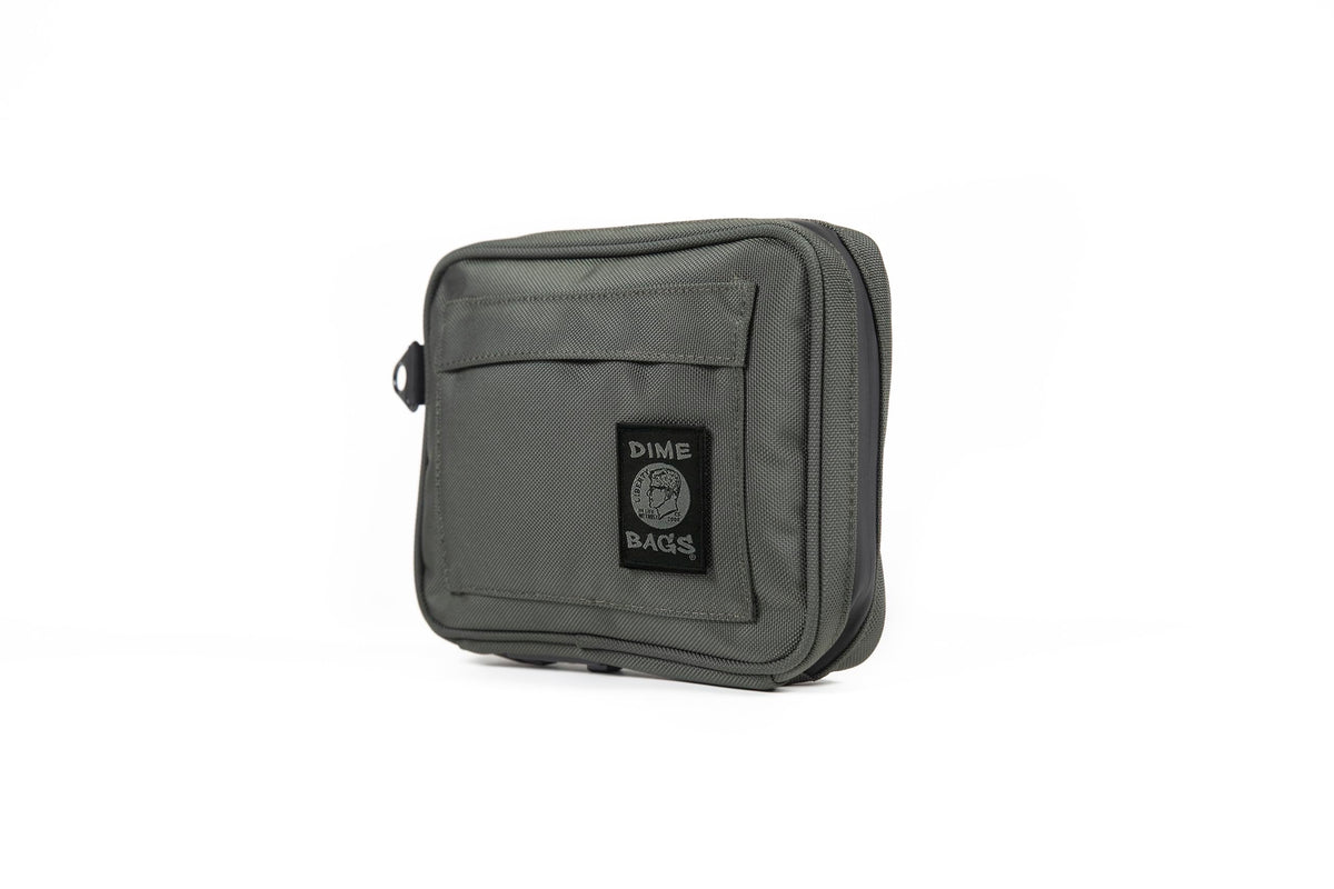 DIME BAGS Lockable Odor Sealing Padded Pouch, Carbon Lined for Scent Protection, Durable Water-Resistant Case with 3-Digit Combo Lock & Hidden Storage Pocket, Changeable Patch (7 Inch, Green)