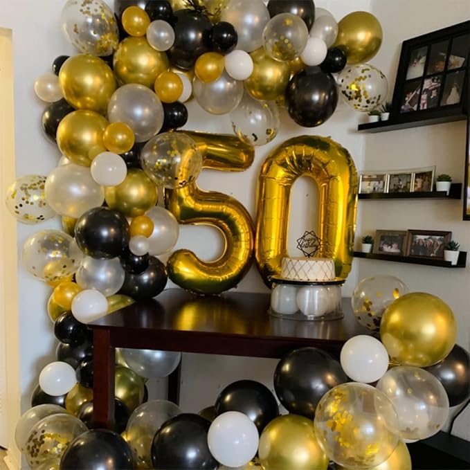 Gold Number 50 Birthday Balloons, 40 Inch Large Mylar Foil Number 5 and 0 Balloons for Women, 50th Birthday Balloons Gold for 50 Year Old Men Anniversary Birthday Party Decorations Supplies