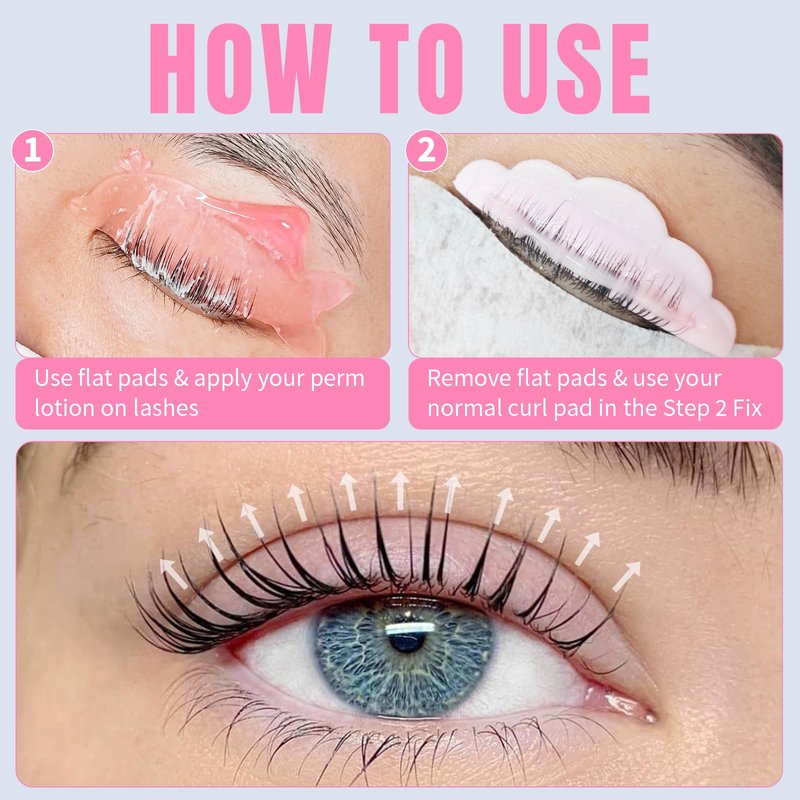 Lomansa Flat Lash Lift Shields Korean Lash Lift Rods Glueless For NO.1 Perm Soften Eyelash Lift Pads Tools (Rose)