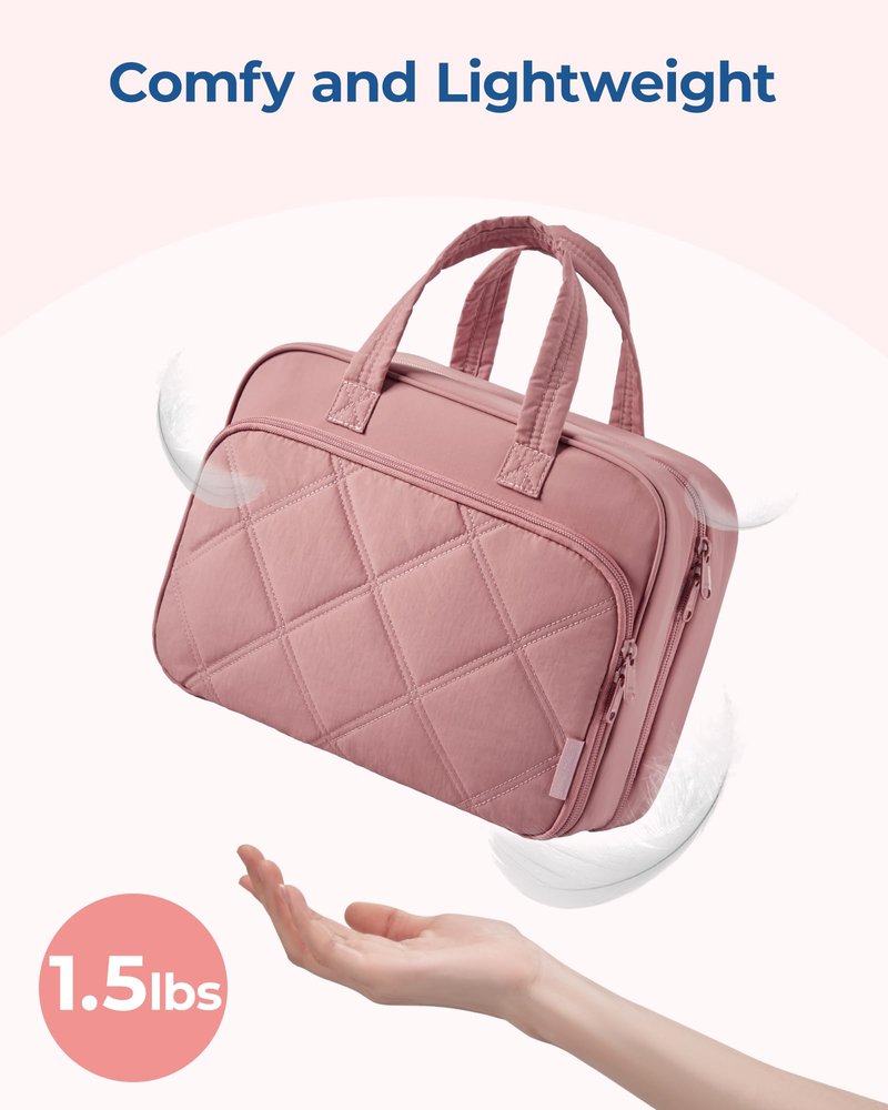BAGSMART HangingToiletry Bag for Women, Puffy Travel Toiletry Bag with Jewelry Organizer, Waterproof Cosmetic Makeup Bag Compartment, Toiletries Kit Set for Traveling, Accessories, Essentials (Large)